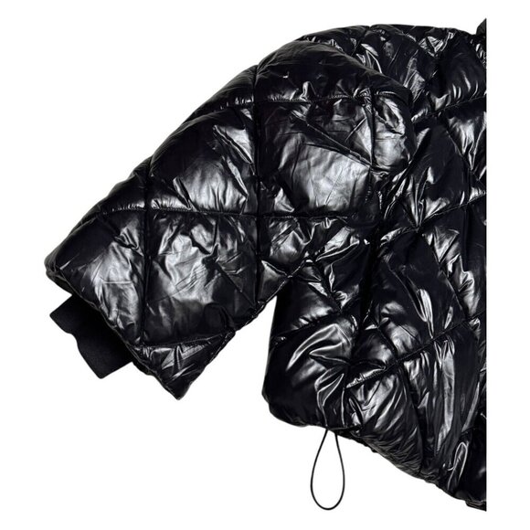 Banana Republic Shiny Metallic Winter Puffer Parka Coat Jacket Hooded Womens L - Picture 7 of 7